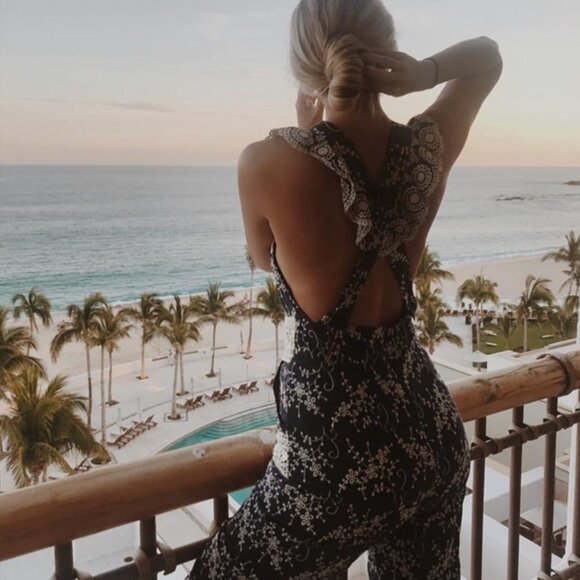 Nightcap Floral Cotton Eyelet Lace Overall Jumpsuit - Picture 4 of 13